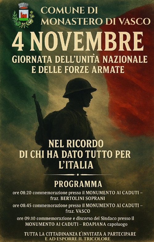 4 Novembre - Giornata dell'Unità nazionale e delle Forze Armate